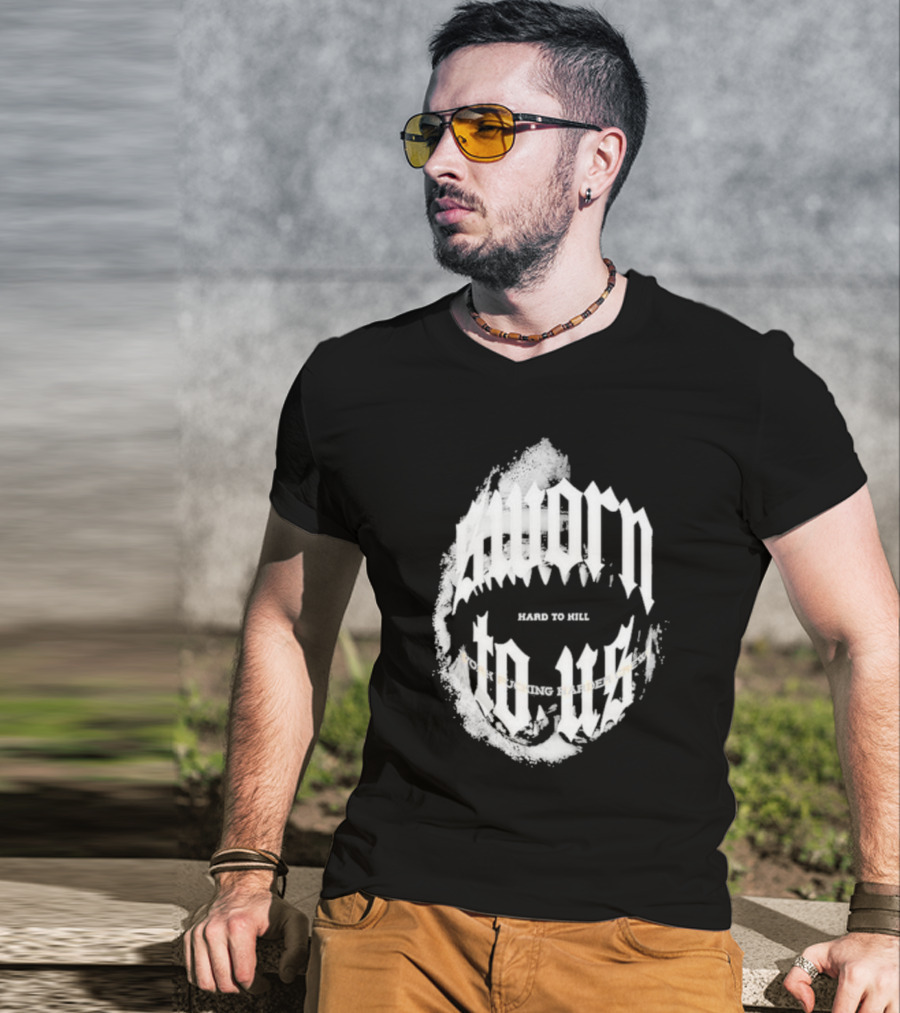 Doknowsworld Sworn To Us Hard To Kill Black Print T-Shirt