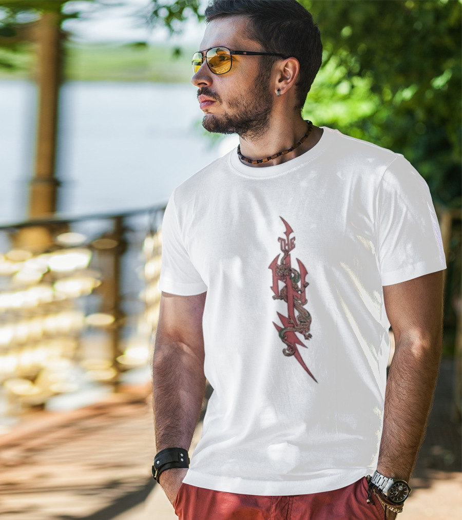The Hu Dragon Emblem Red Lightning T-Shirt