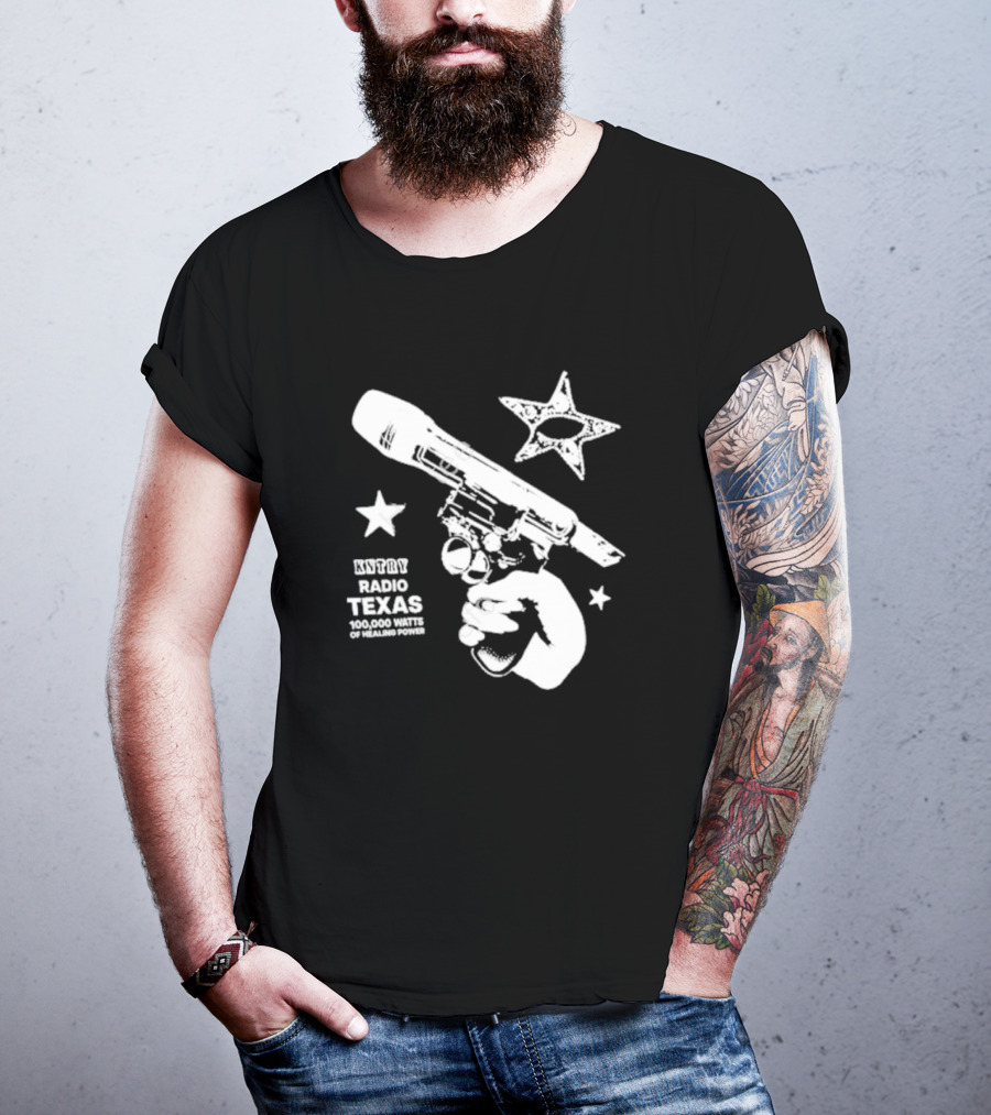Beythoven Cowboy Carter KNTRY Radio Texas 100,000 Watts Of Healing Power Mic Pistol Star T-Shirt