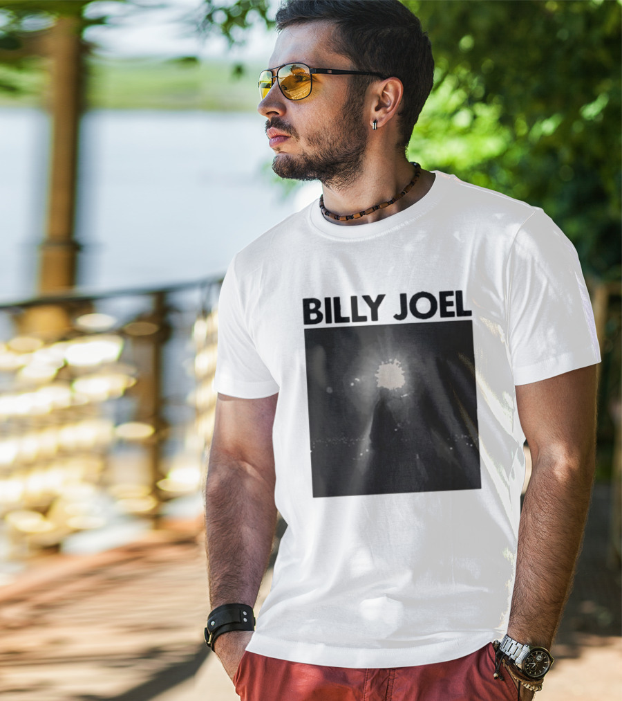 Billy Joel Concert Photo With Bright Light Backdrop T-Shirt