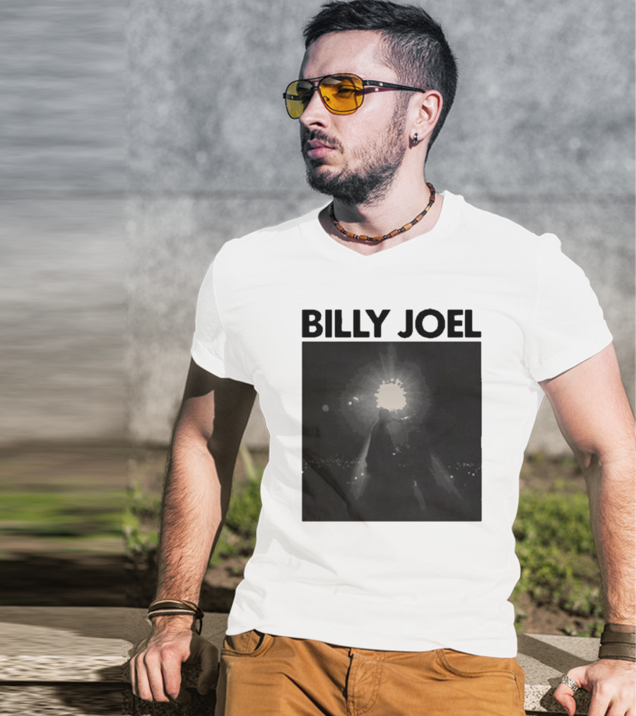 Billy Joel Concert Photo With Bright Light Backdrop T-Shirt