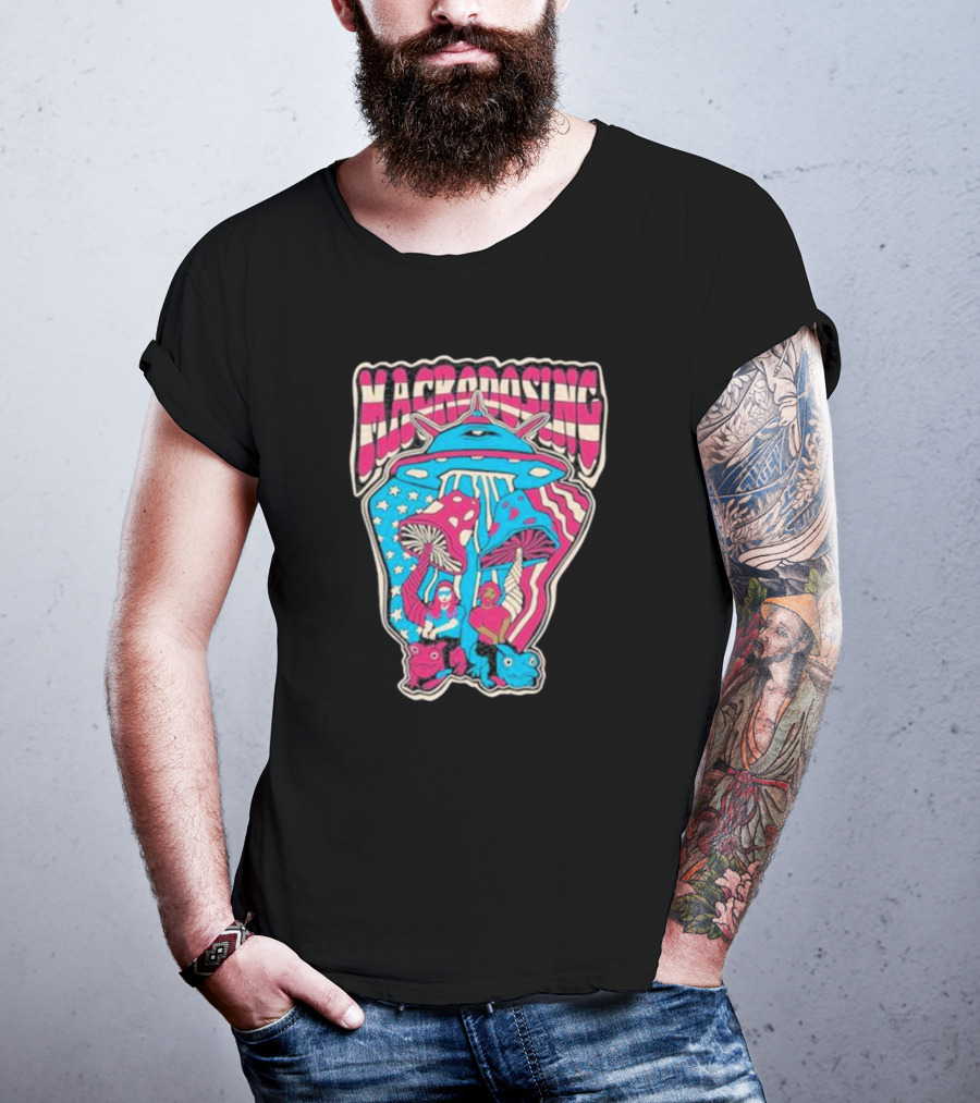 Macrodosing USA Psychedelic UFO And Mushroom T-Shirt
