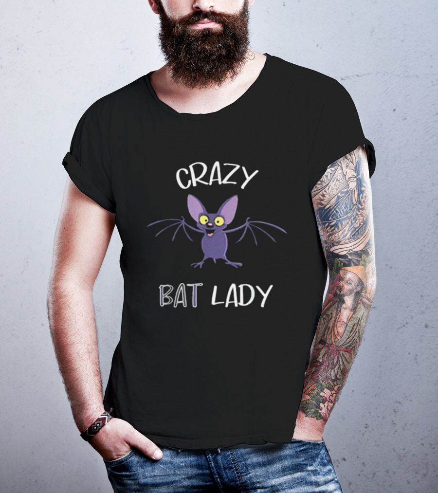 Crazy Bat Lady Funny Cartoon Character T-Shirt