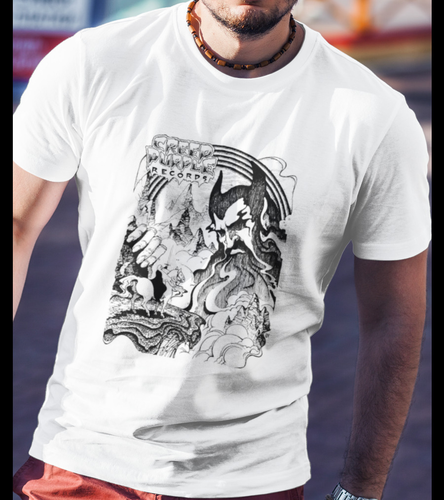 Creep Purple Records Devil Mountain Landscape With Horse And Rainbow T-Shirt