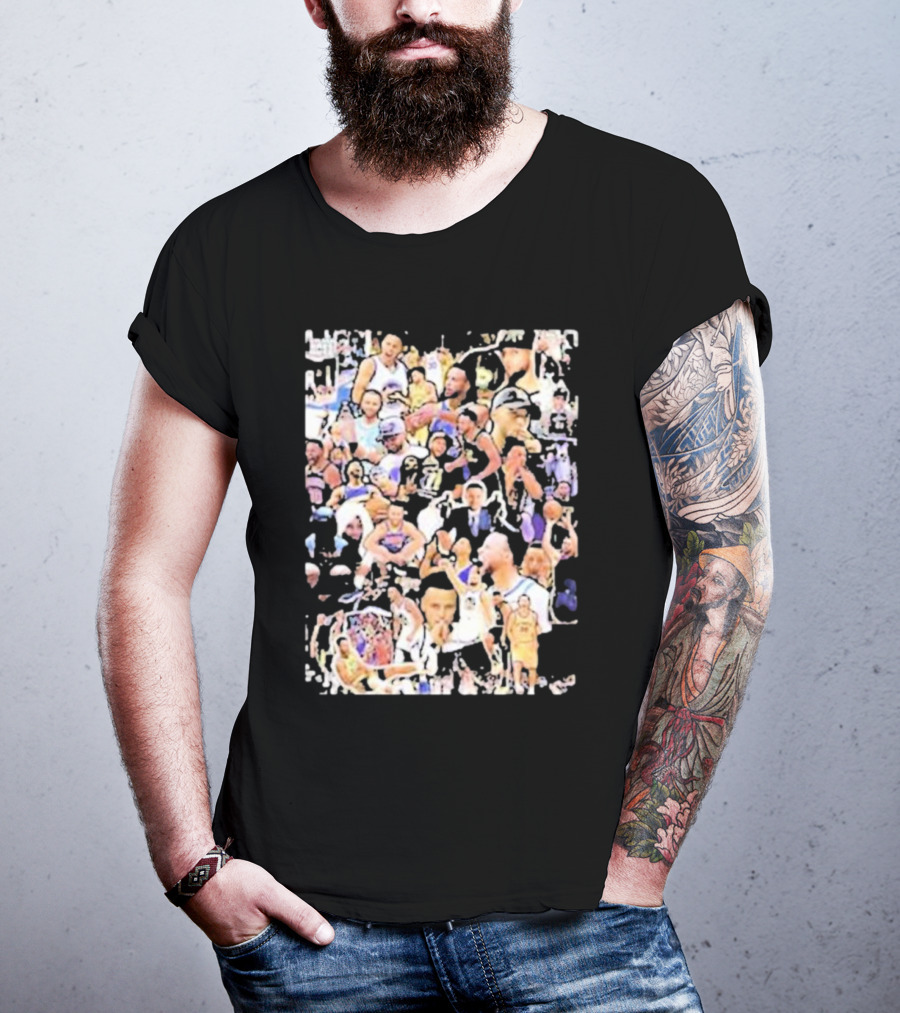 Happy Birthday Stephen Curry Basketball Court Emotions Collage T-Shirt