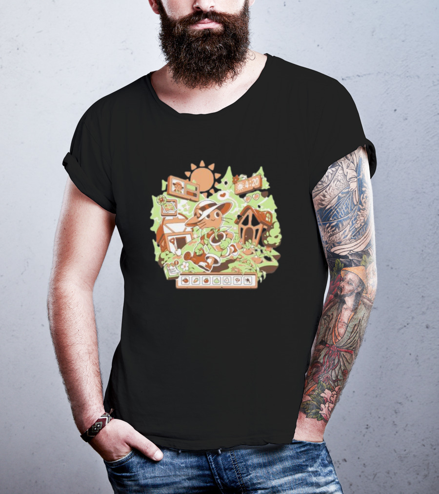 4:20 Harvest Meow In Farm Game Scene T-Shirt