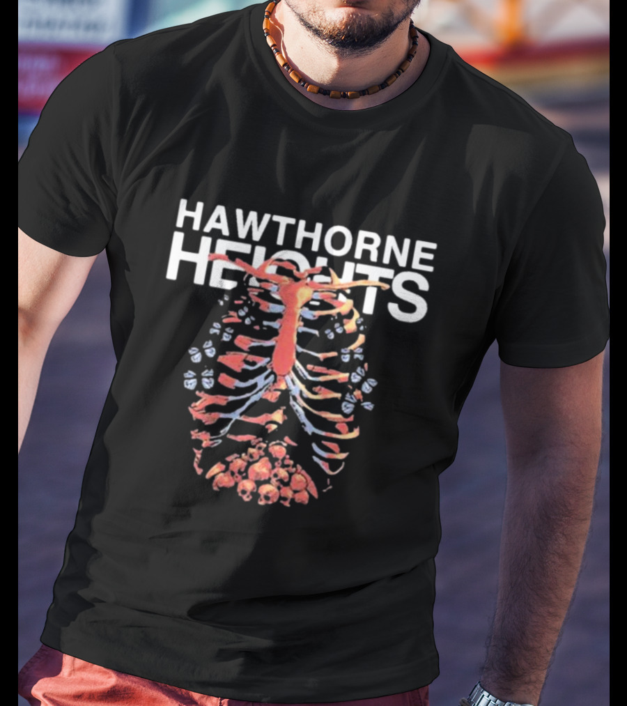 Hawthorne Heights Ribcage Skeleton Skulls T-Shirt