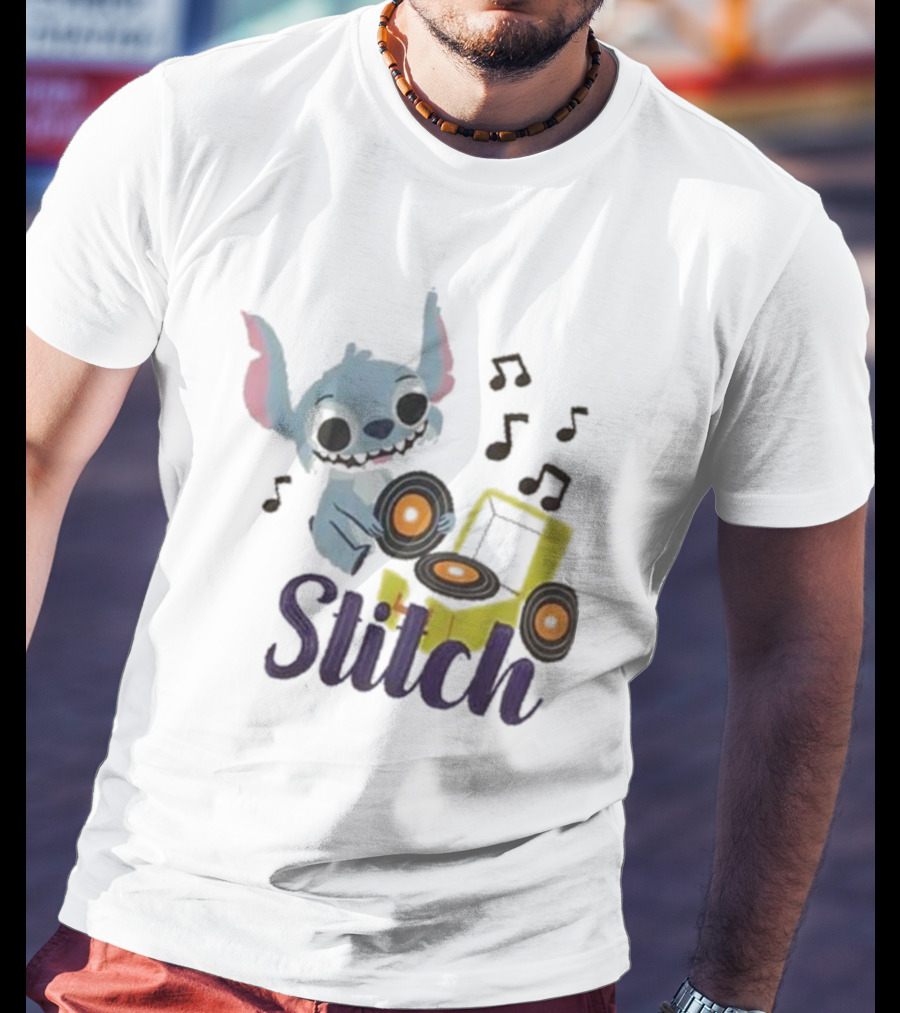 Her Universe Disney Stitch Record Player Isometric Ringer T-Shirt