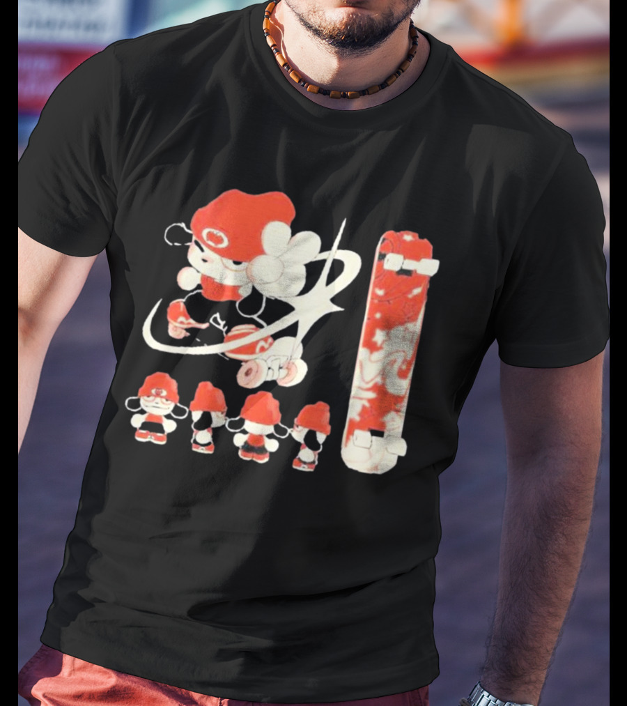 Hip Hop Dog Bryson McBee Roller Skating Skateboard Red Hat T-Shirt