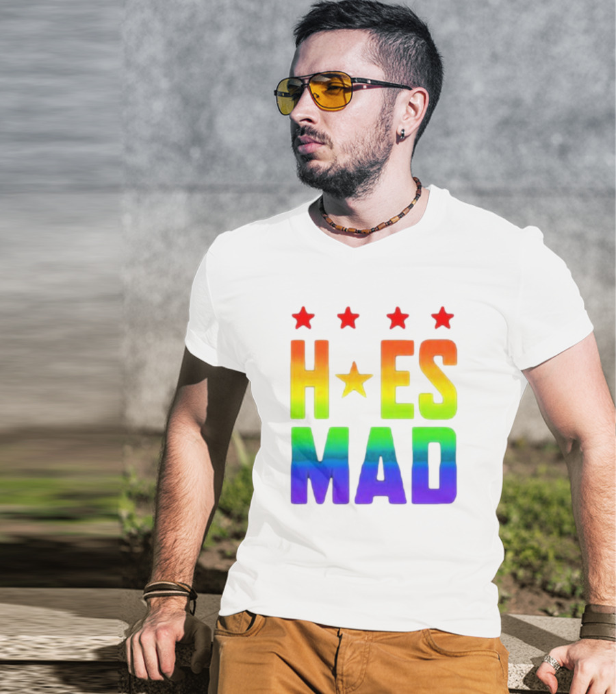 Hoes Mad Rainbow Stars Pride T-Shirt