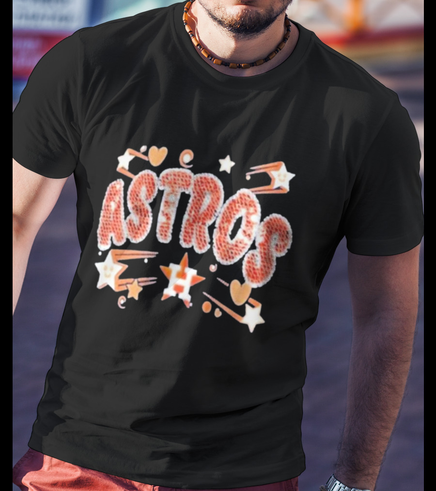 Houston Astros New Era Girls Youth Sequin Astros Hearts Stars T-Shirt