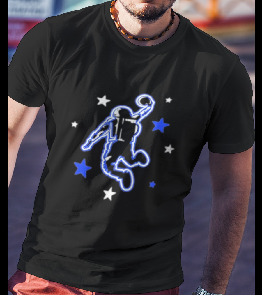 Houston Rockets Hometown Heroes Astronaut Dunk With Blue And White Stars T-Shirt