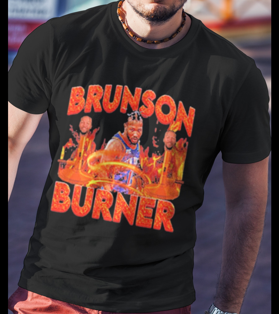 Brunson Burner Basketball Flames Iconic Player NBA T-Shirt