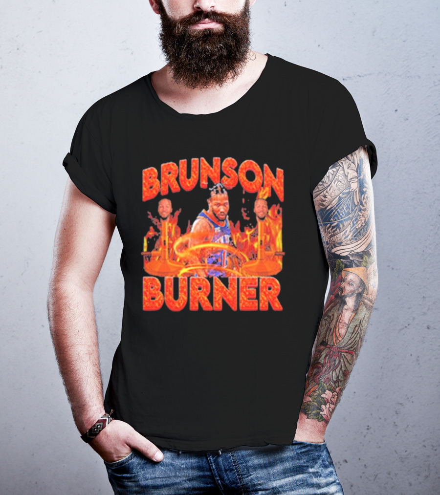 Brunson Burner Basketball Flames Iconic Player NBA T-Shirt