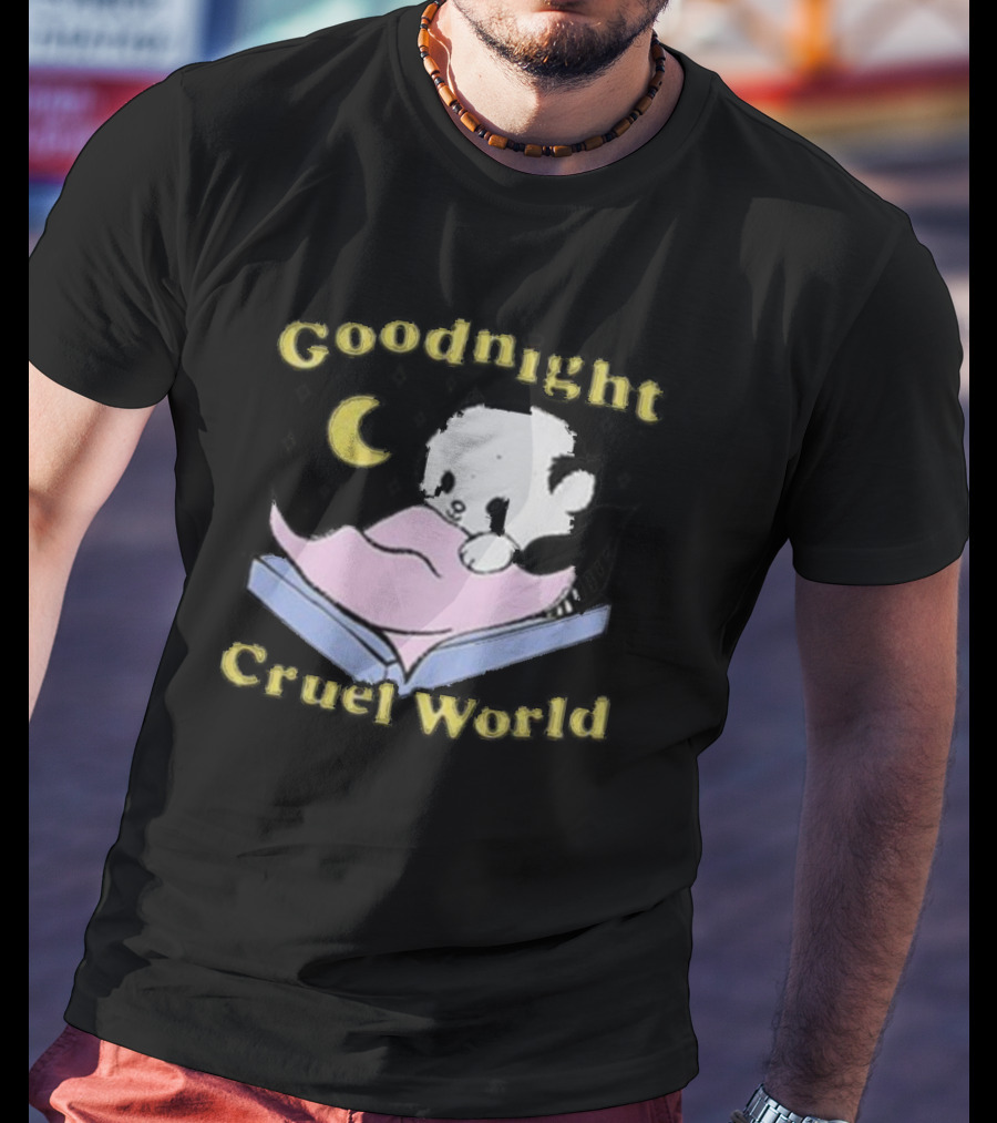 Goodnight Cruel World Moon And Bear On Open Book T-Shirt