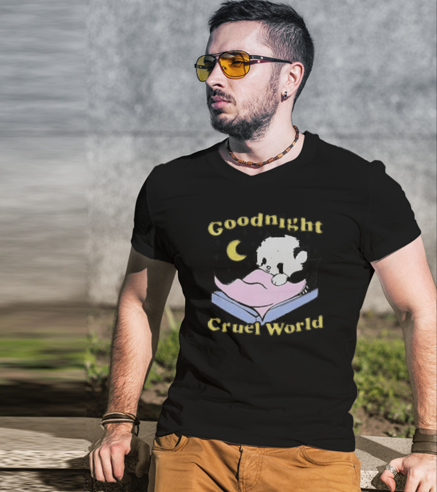 Goodnight Cruel World Moon And Bear On Open Book T-Shirt