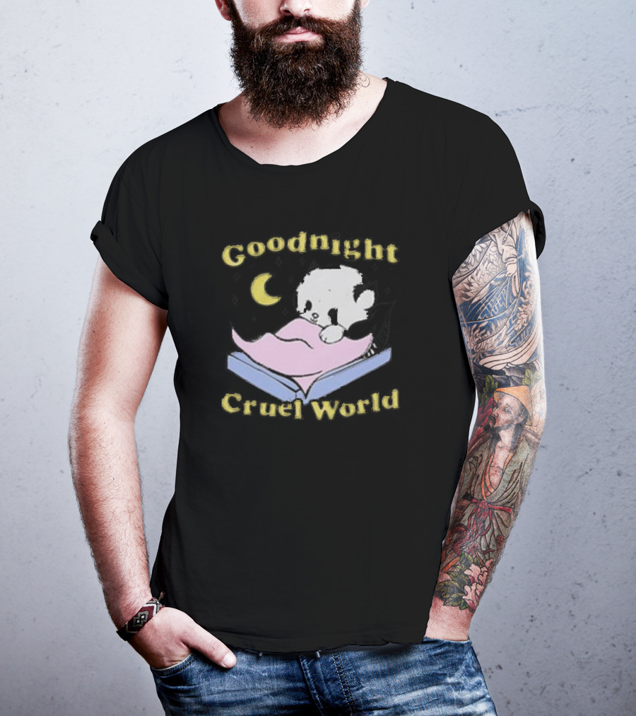 Goodnight Cruel World Moon And Bear On Open Book T-Shirt
