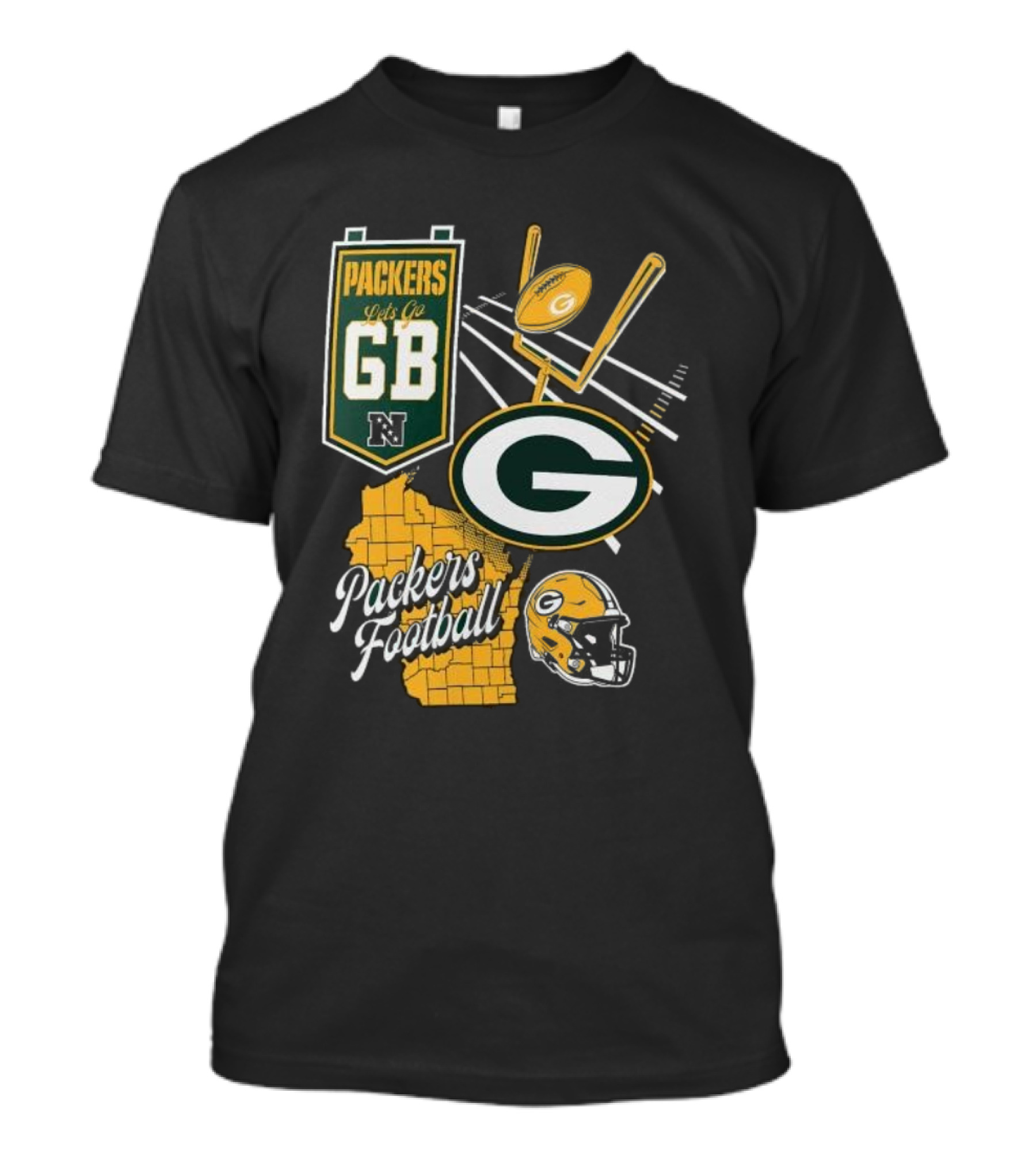 Packers Let's Go GB Football Green Bay Packers Split Zone T-Shirt
