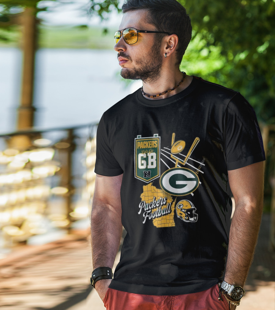 Packers Let's Go GB Football Green Bay Packers Split Zone T-Shirt