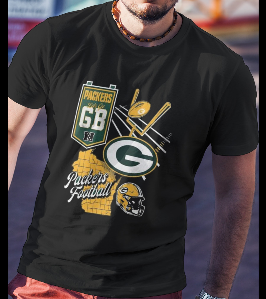 Packers Let's Go GB Football Green Bay Packers Split Zone T-Shirt