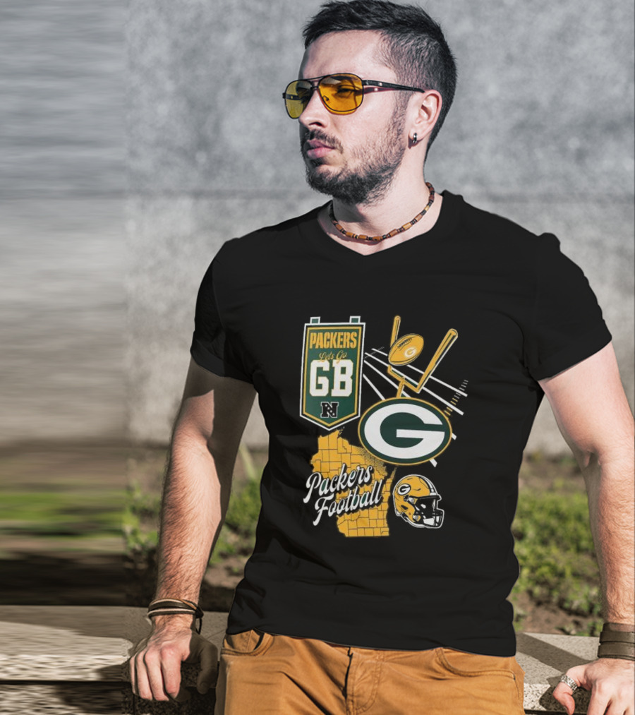 Packers Let's Go GB Football Green Bay Packers Split Zone T-Shirt