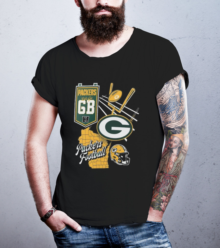 Packers Let's Go GB Football Green Bay Packers Split Zone T-Shirt
