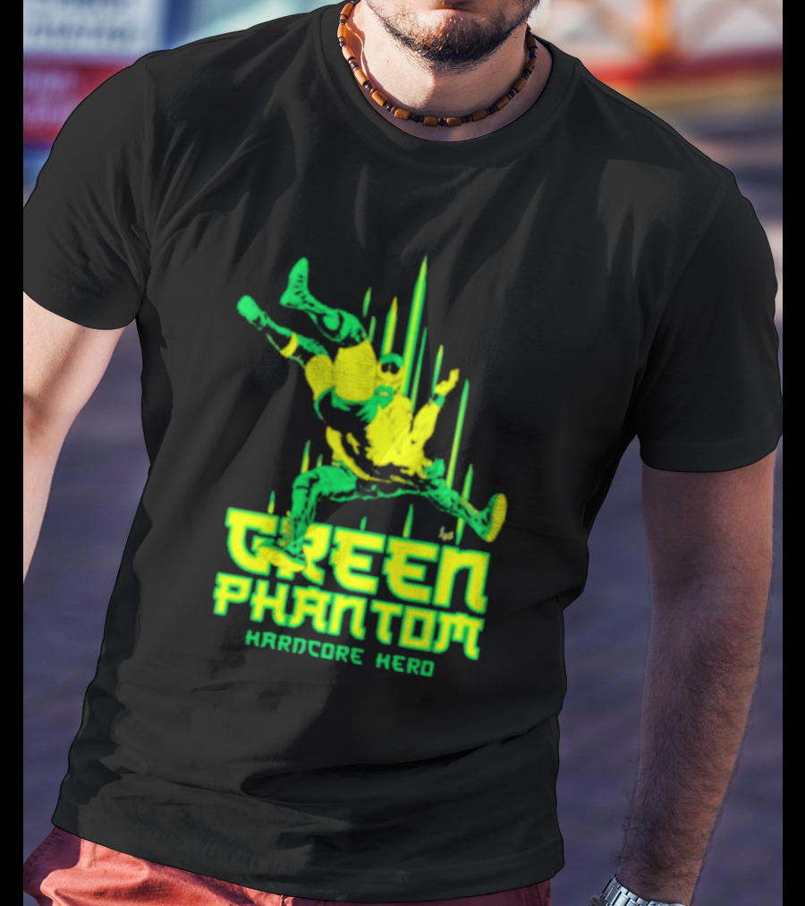 Green Phantom Hardcore Hero Wrestler Action T-Shirt
