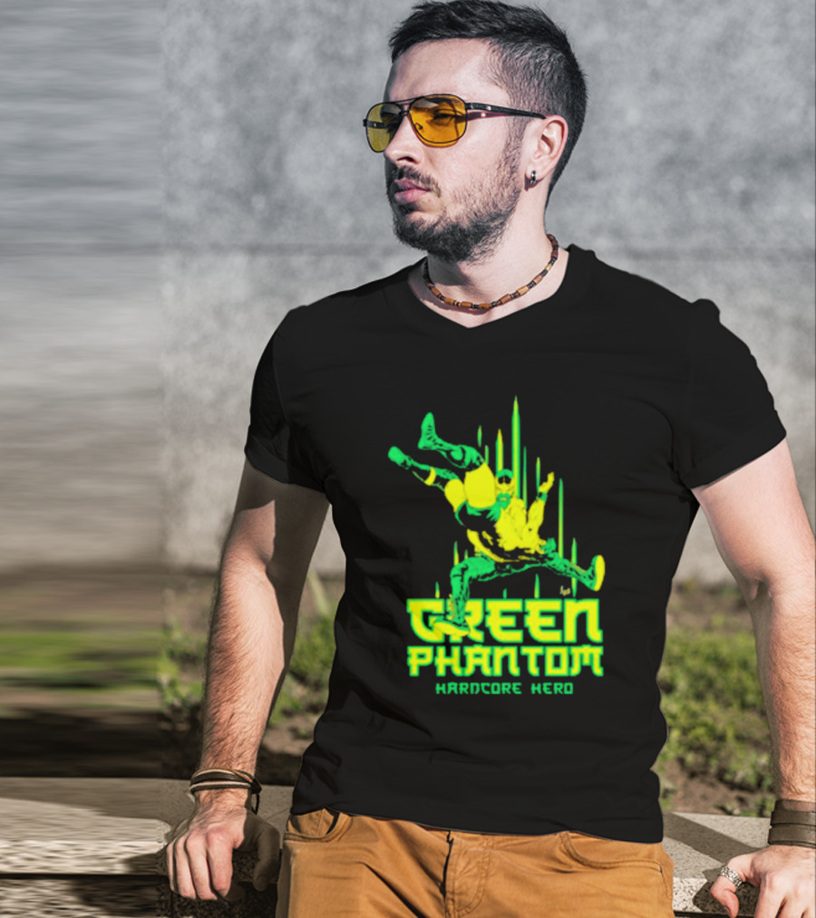 Green Phantom Hardcore Hero Wrestler Action T-Shirt