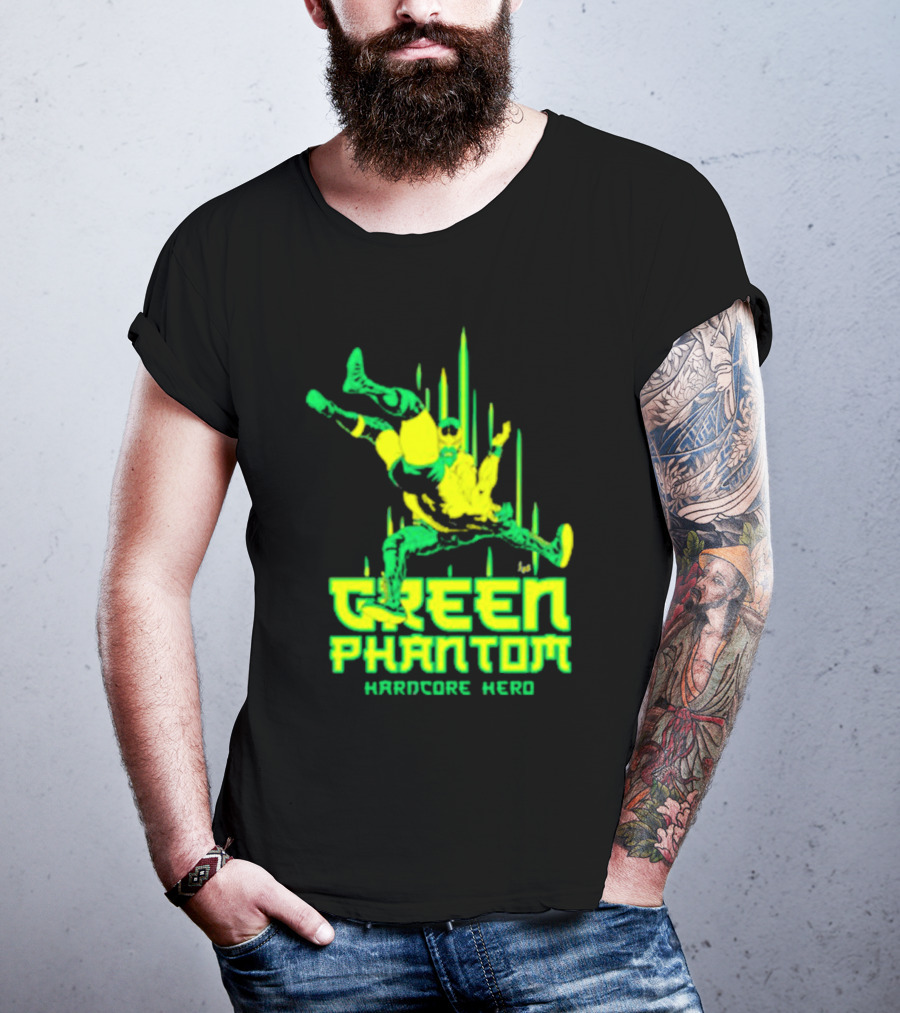 Green Phantom Hardcore Hero Wrestler Action T-Shirt