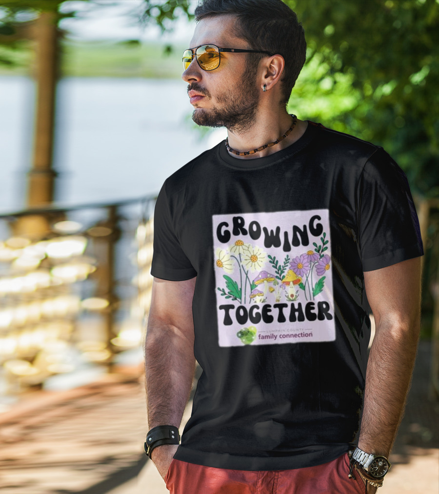 Growing Together Lumpkin County Family Connection Flowers And Mushrooms T-Shirt