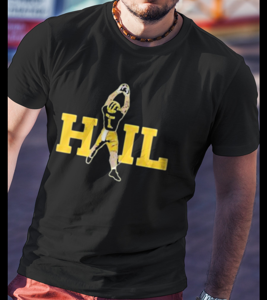 Hail Football Catch Player Number One Michigan Colors T-Shirt