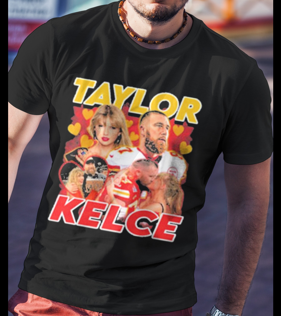 Taylor Kelce Football Love Hearts Chiefs Player Blonde Woman T-Shirt