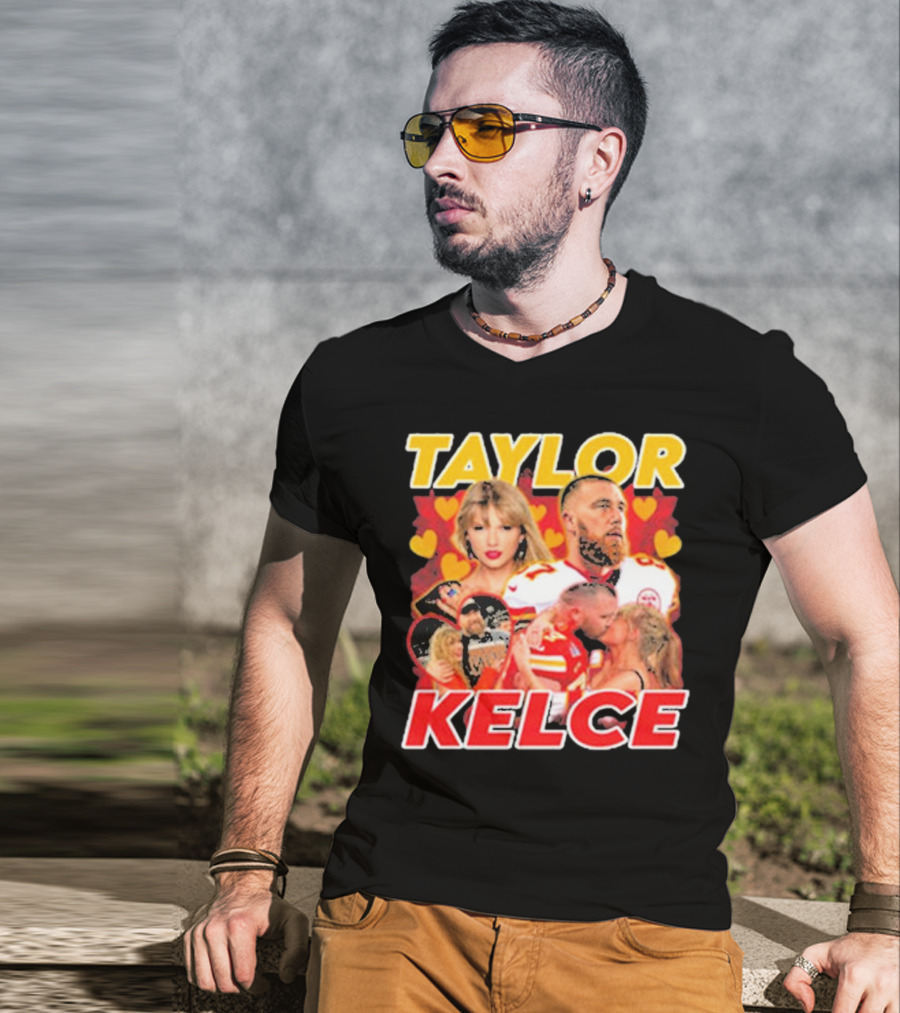 Taylor Kelce Football Love Hearts Chiefs Player Blonde Woman T-Shirt