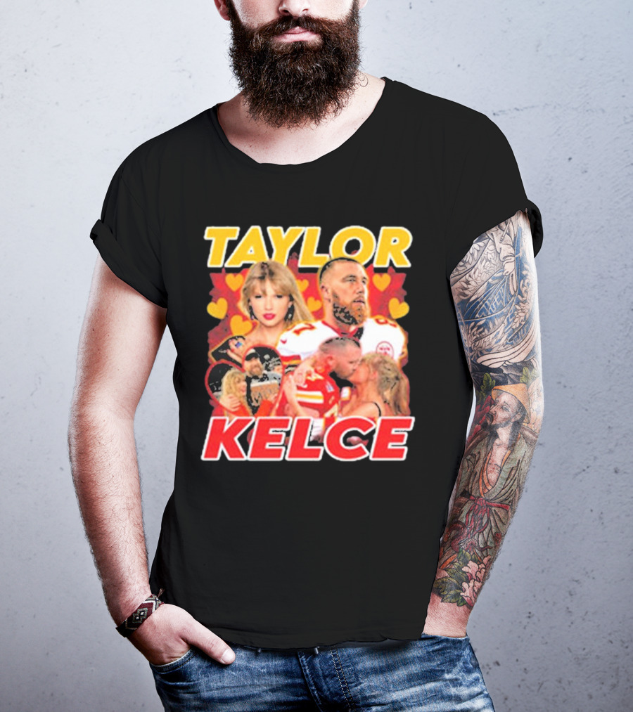 Taylor Kelce Football Love Hearts Chiefs Player Blonde Woman T-Shirt