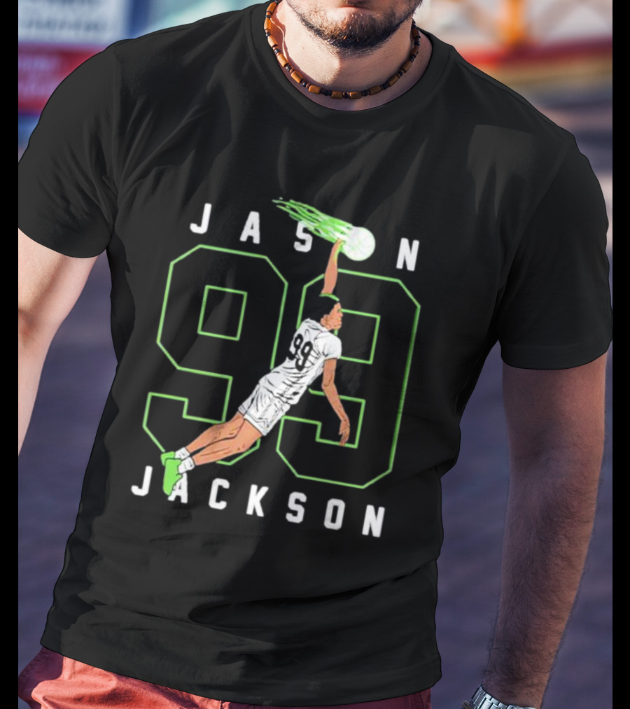 JASON JACKSON 99 Basketball Slam Dunk Caricature T-Shirt