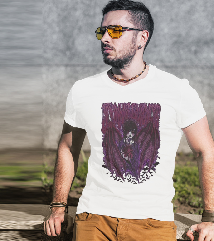 Johnnie Guilbert Vampire Dark Gothic Artwork With Wings And Heart T-Shirt