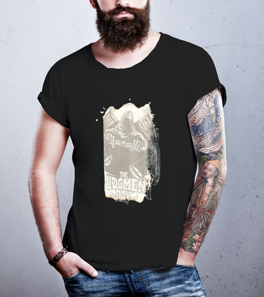 The Judgment Day All Rise Tie-Dye Grim Reaper Cloaked Figure With Chains And Wings T-Shirt