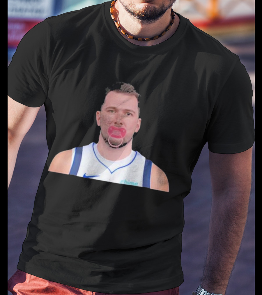 Luka Dončić Pacifier Parody Blue Jersey T-Shirt