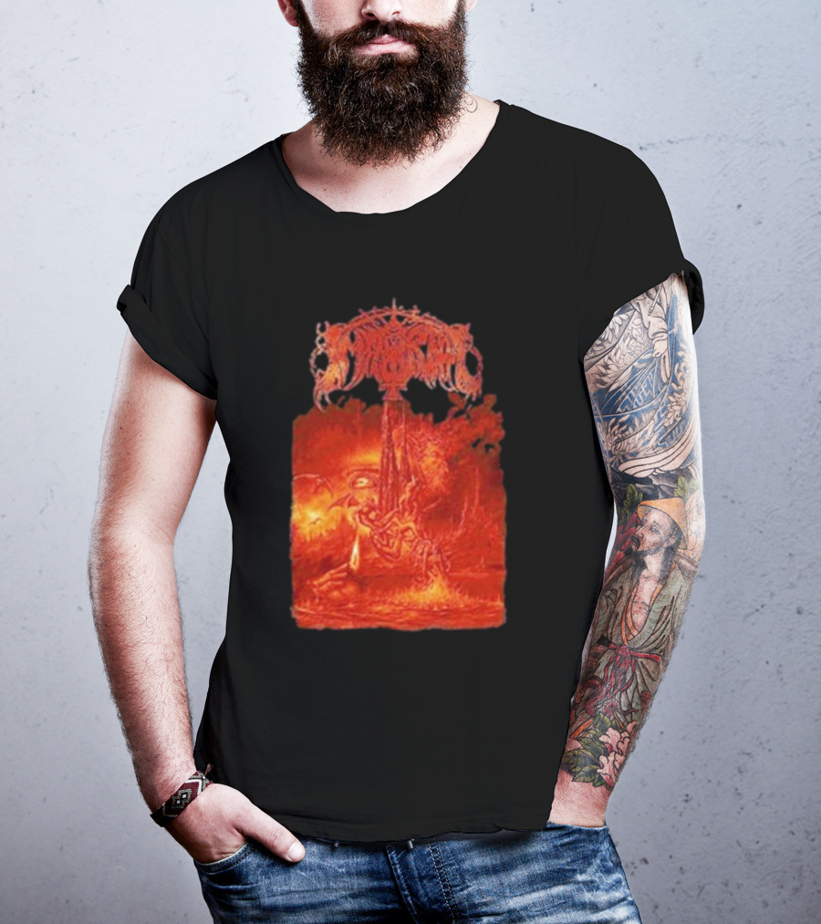 Immortal Damned In Black Fiery Red Scene T-Shirt