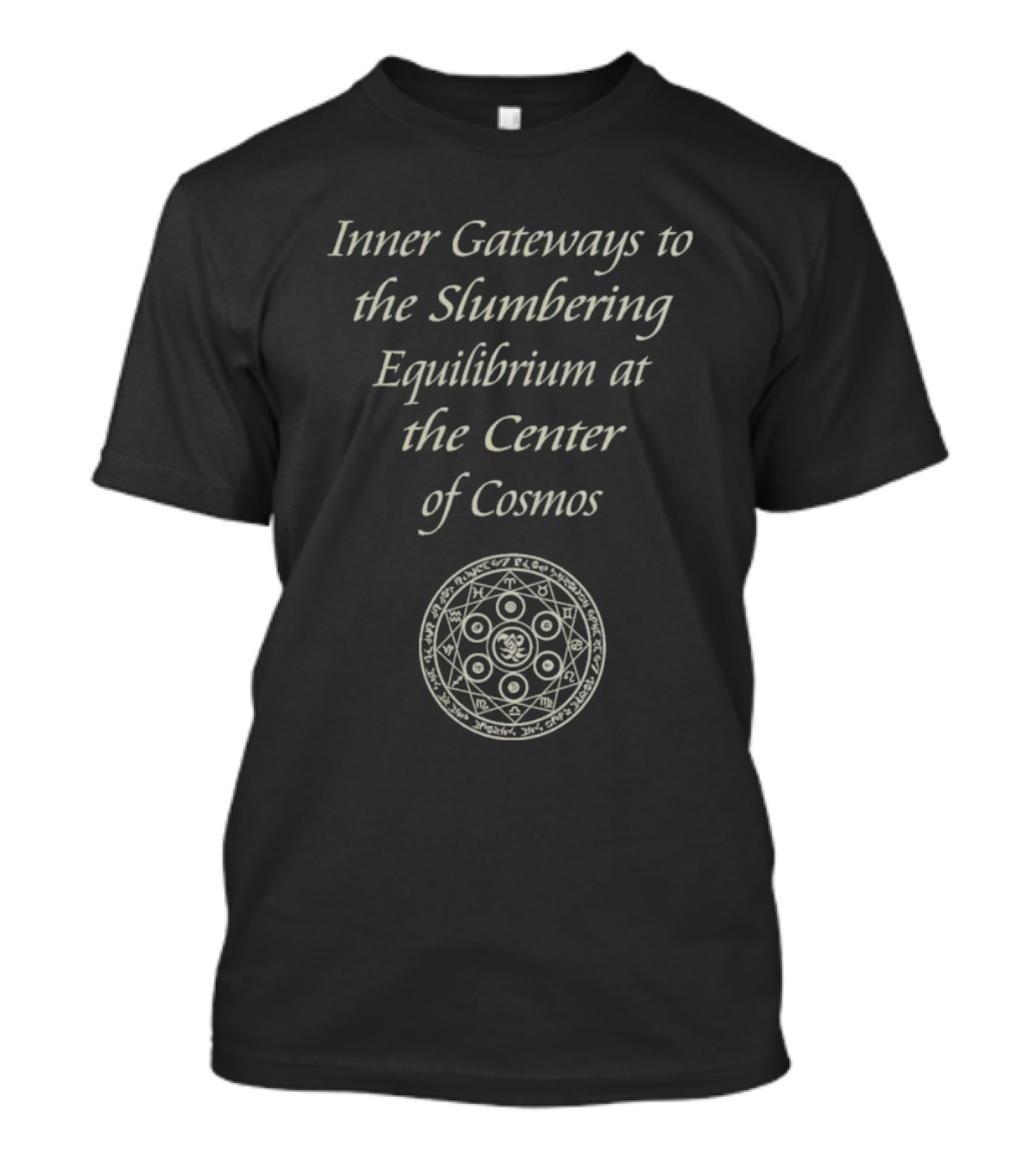 Inner Gateways To The Slumbering Equilibrium At The Center Of Cosmos Mandala T-Shirt