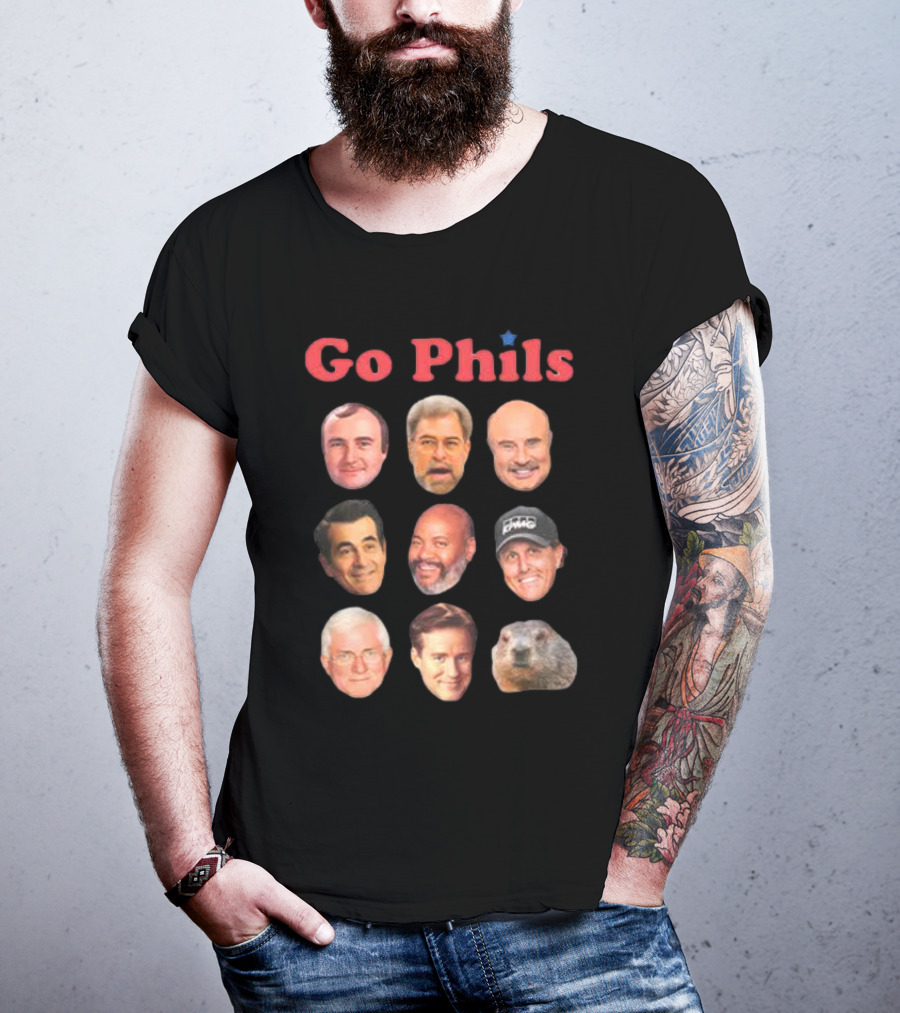 Go Phils Faces Featuring History Of Phillips Head Coaches T-Shirt