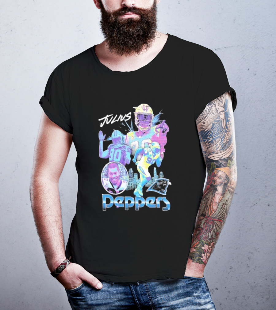 Julius Peppers Carolina Panthers Mitchell And Ness Concert Black New Era T-Shirt