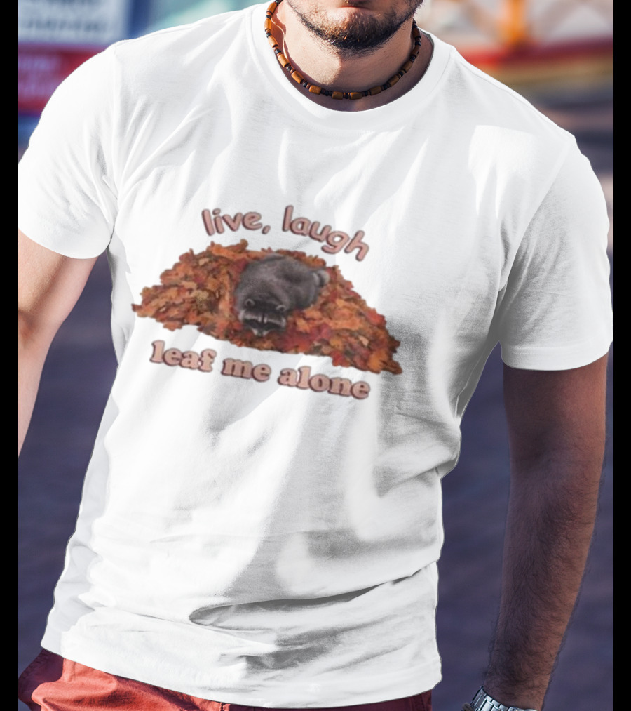 Live Laugh Leaf Me Alone Raccoon Autumn Leaves T-Shirt