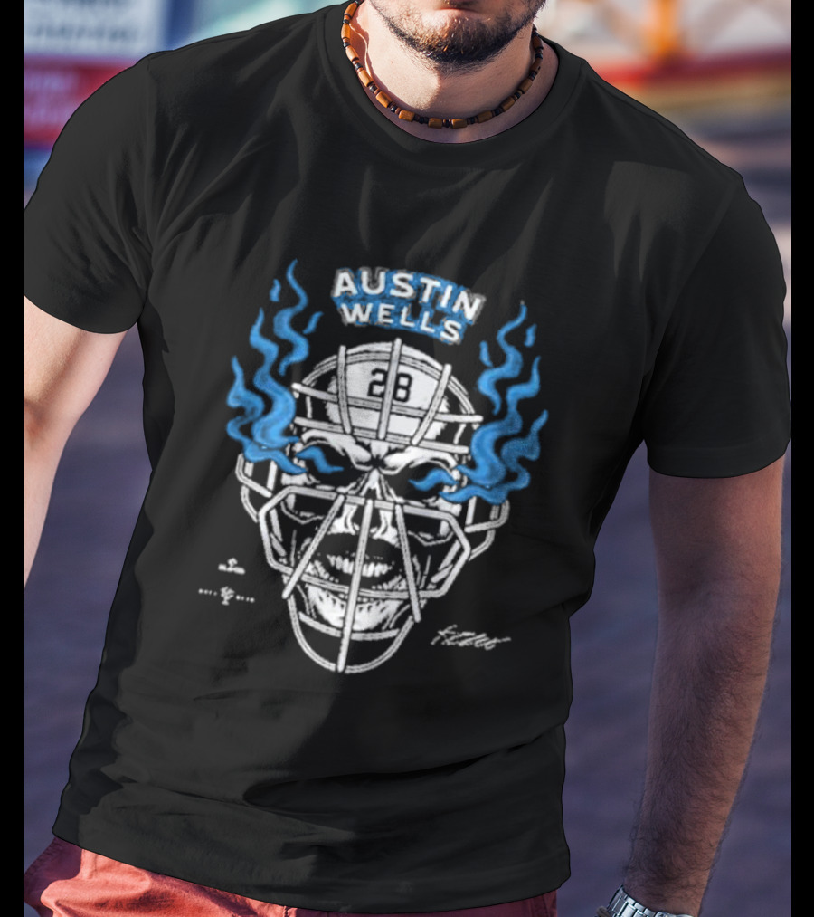 Stone Cold Austin Wells Skull Mask Flames 28 T-Shirt