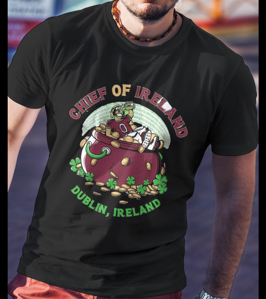 Chief Of Ireland Dublin Ireland Pot Of Gold Football Player T-Shirt
