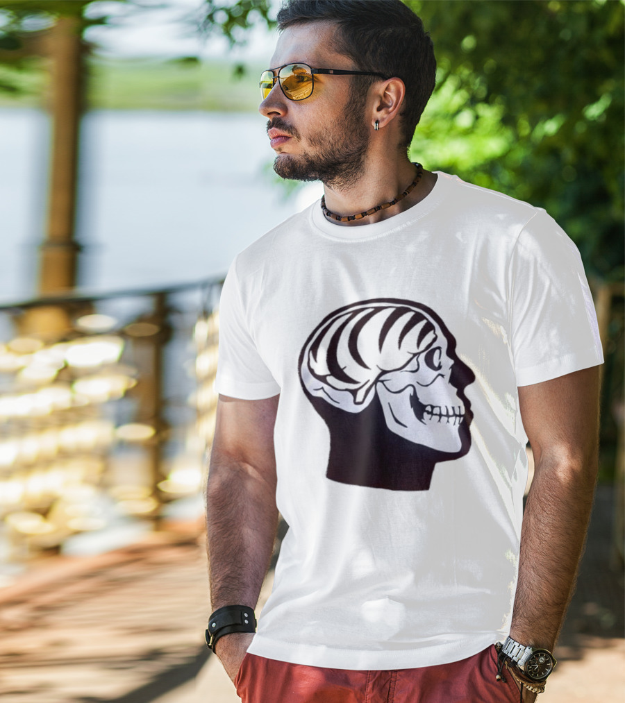 Bengal Brain Skull With Orange Highlights T-Shirt