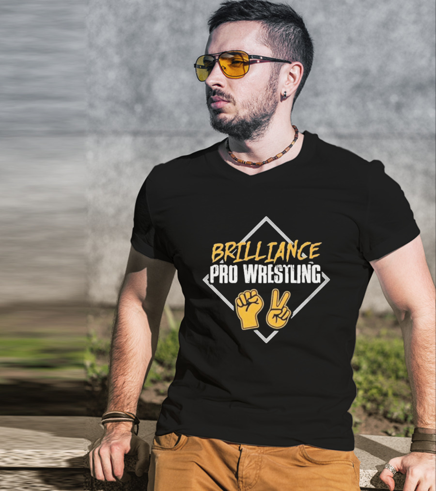 BRILLIANCE PRO WRESTLING Fist And Peace Gesture T-Shirt