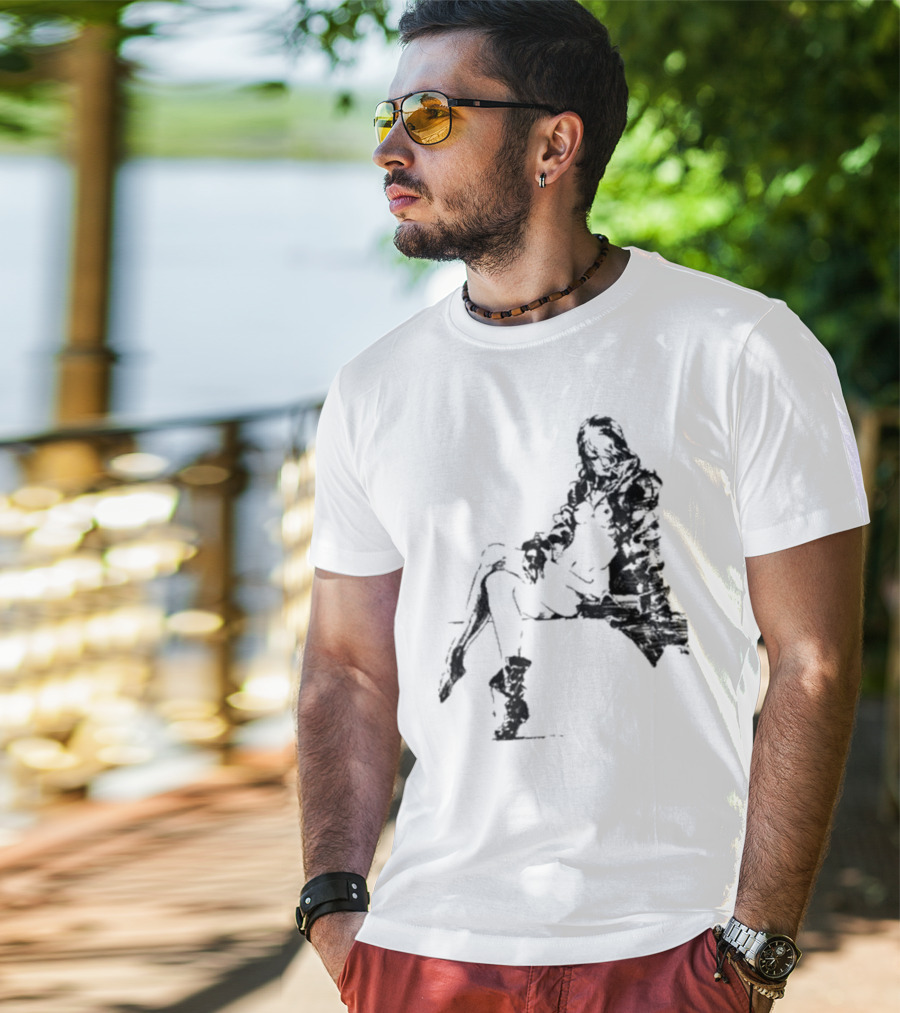 Espionagevr Store Big Sniper Mysterious Figure In Long Coat And Boots T-Shirt