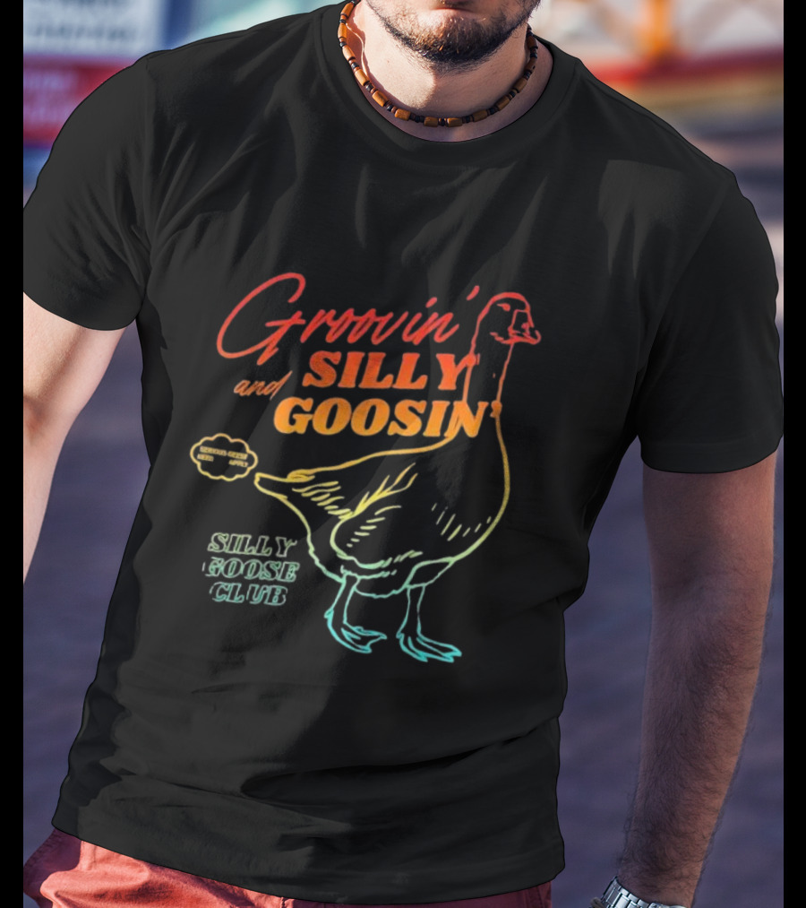 Groovin’ And Silly Goosin’ Silly Goose Club Retro Goose Outline T-Shirt