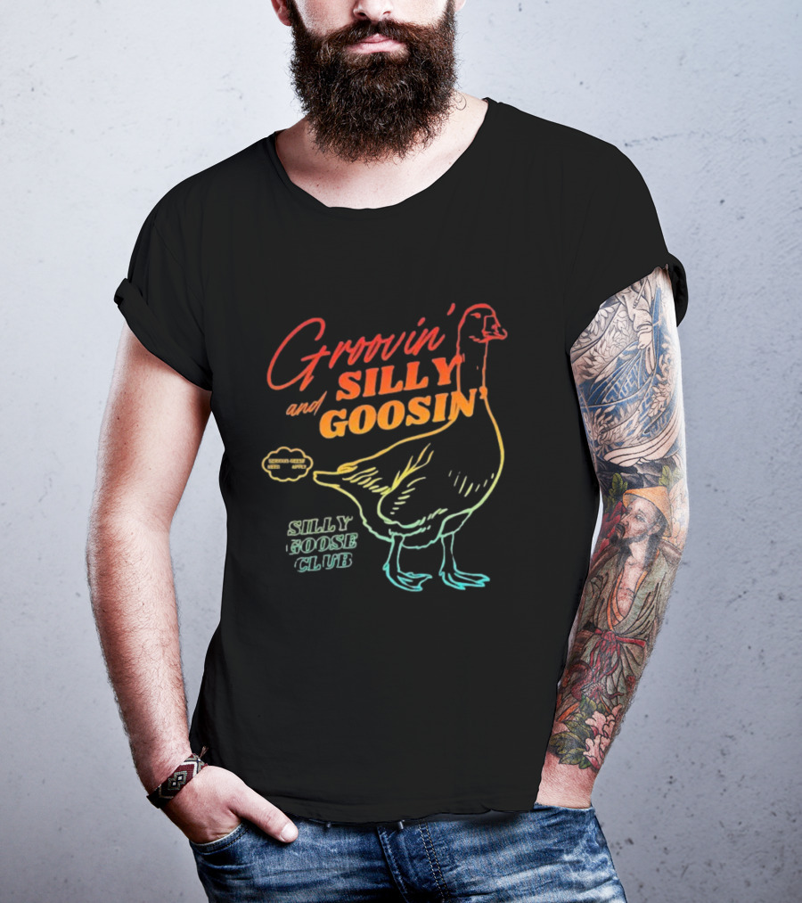 Groovin’ And Silly Goosin’ Silly Goose Club Retro Goose Outline T-Shirt